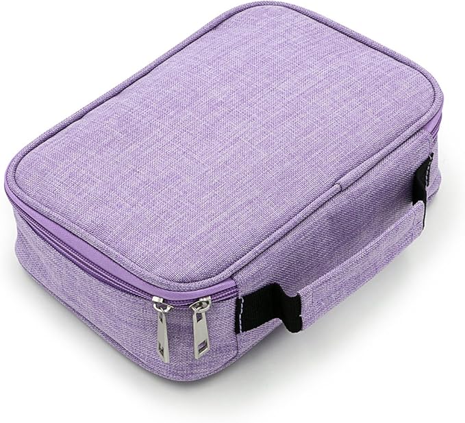 BTSKY® High Capacity Zipper Pens Pencil Case- Multi-Functional Stationery Pouch 72 Slots Colored Portable Pencil Bags With 2 Removable Sleeves(Purple)