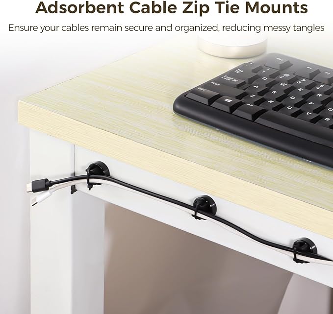 Magnetic Cable Zip Tie Mounts, 70 Pcs Magnet Bases with 300 Pcs Cable Ties, Multipurpose Wire Management Organizer for Desk PC Home Office, Adhesive-Free Cable Clips Holder