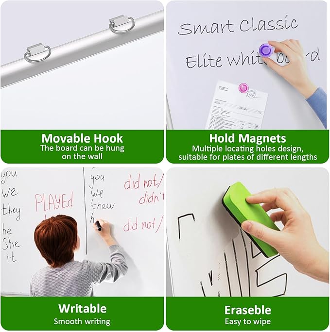 Double-Sided Magnetic Rolling Whiteboard, 48x36 Dry Erase Board - Adjustable Height & Width, A-Frame Foldable Easel Stand on Wheels