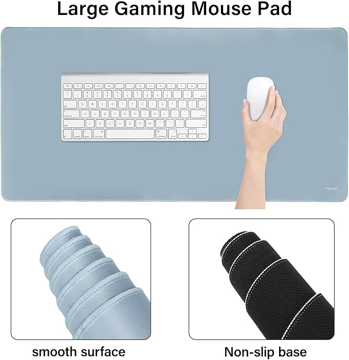 MOSISO Keyboard Mouse Pad Set, Large Gaming Mouse Pad&Rectangular Keyboard Wrist Rest&Mousepad with Wrist Rest&Coaster, Ergonomic Non-Slip&Easy Typing Pad with Curved Silicone Lining, Aquamarine