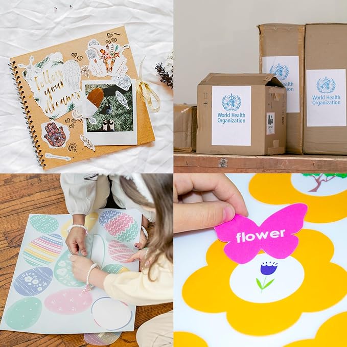 100 Sheets Sticker Paper Matte White, 8.5" x 11" Label Paper for Laser & Inkjet Printer, Full Sheet Label for Shipping Address Mailing