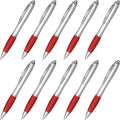 DISCOUNT PROMOS Ballpoint Pens With Rubber Grip, 10 pack, Black Ink Writing Pens in Bulk, Red