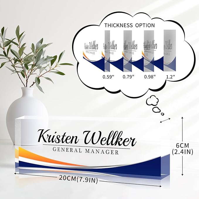 Desk Name Plate Personalized Name Plate for Desk, Office Desk Decor, 3D Style Personalized Plaque Name Plates for Desks Custom Appreciation Gifts for Boss Lady Employee Coworkers (Simple Blue)