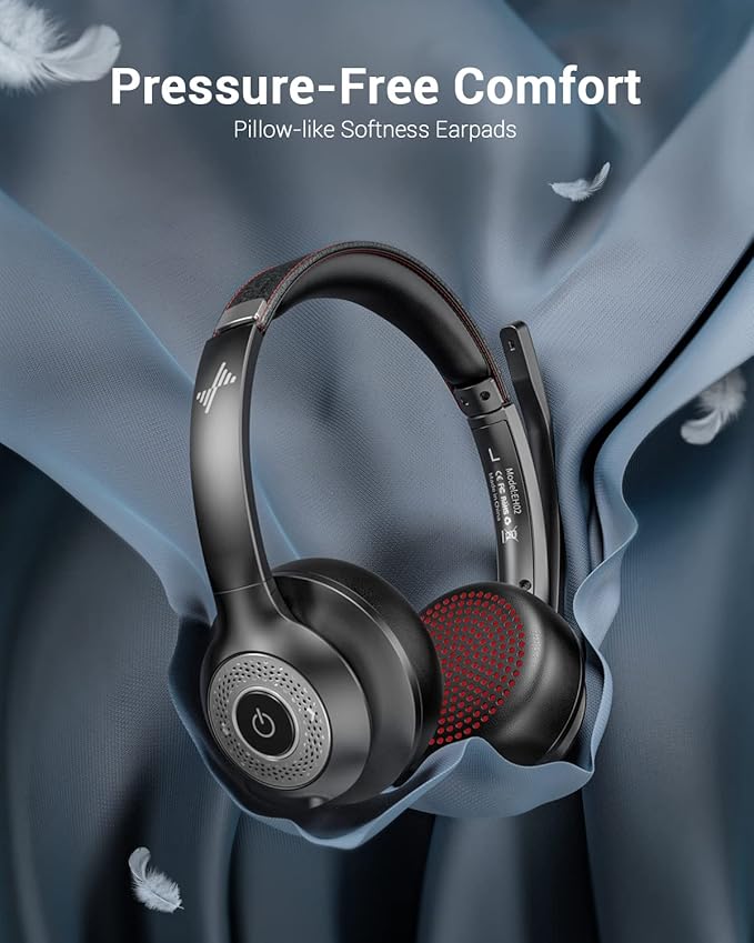 JIAMQISHI Wireless Headset with AI Noise Cancelling Microphone Bluetooth Headset - Bluetooth V5.2 Headphones with USB Dongle & Mic Mute for Computer/Laptop/PC/iPhone/Android/Cell Phones