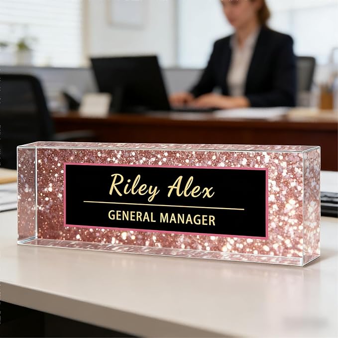 Custom Name Plate for Desk, Acrylic Name Plate Office Desk Decor for Women, Coworkers, Teacher, Employee Appreciation Gifts (S13)