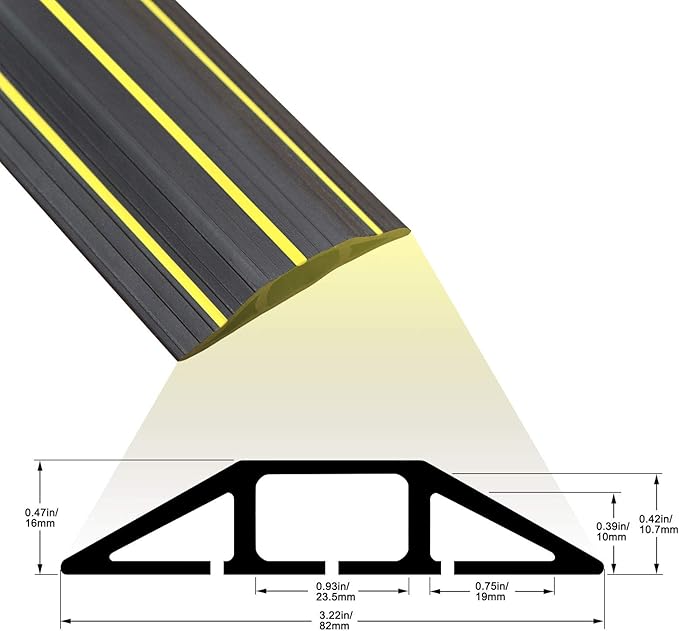 AGPTEK Heavy Duty Floor Cable Cover Cable Protector, 10 Ft Floor Cord Protector 3 Channels Floor Cord Cover (Mid Channel 0.93") Contains Cords, Cables and Wires, Good for Office, Home, or Outdoor