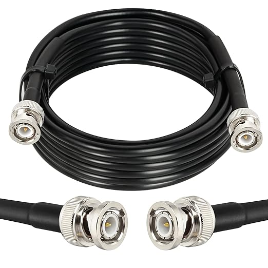 BNC Cable - 12FT RG58 50 ohm Male to Male Coax Cables Low Loss BNC Extension Coaxial Cable with for Antennas, RF Radios, Modems, Oscilloscopes, Spectrum, etc (Black)