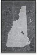 Conquest Maps Push Pin New Hampshire Map Board - With Push Pins to Mark Alabama Travels - Handmade in Ohio, USA - Design: Modern Slate