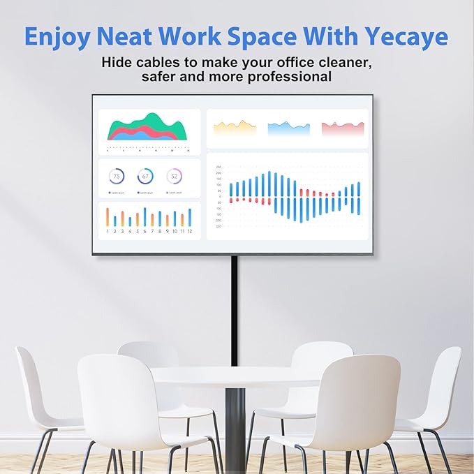 Yecaye Cord Hider, 113in Medium Cord Covers for Wires on Wall, Cord Organizer for 2-3 Wires, Easy Install Cable Management Kit, TV Cable Hider for Home Office, W0.95in H0.55in, Black