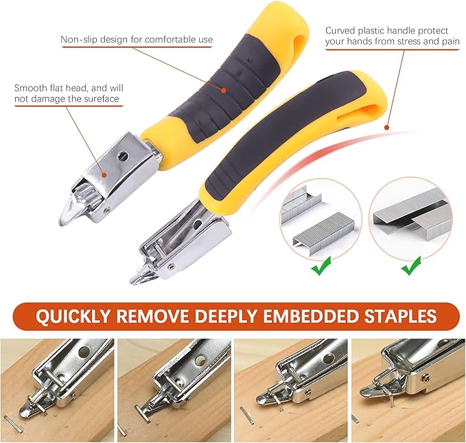 Tanstic 4Pcs Nail Puller and Staple Remover Tool Set, Including 7'' End Cutting Plier, Tack Lifter, Carpet Remover for Furniture, Floor, Wall, Car, Photo, Frame, Wooden Case, Carton