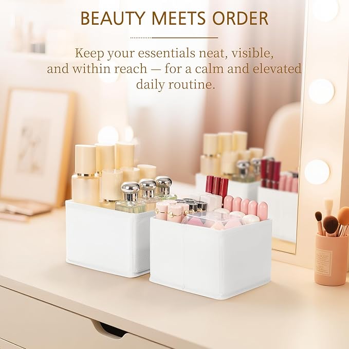 Criusia 15 Pack Drawer Organizer for Clothes, Foldable Dresser Dividers with 3 Sizes, Fabric Storage Bins – White