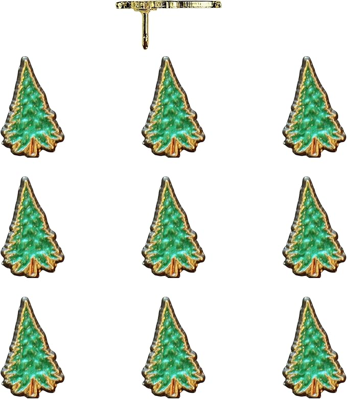 Pine Tree Push Pins - Pine Tree Map Pins for Cork Boards, Maps, or Lapel Use - Designed in USA - Set of 10