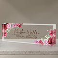 Personalized Name Plate for Desk, Custom Desk Name Plate, Acrylic Name Plate Office Desk Accessories, Personalized Office Gifts for Coworkers Teachers, Employee Appreciation Gifts (A-Rose)