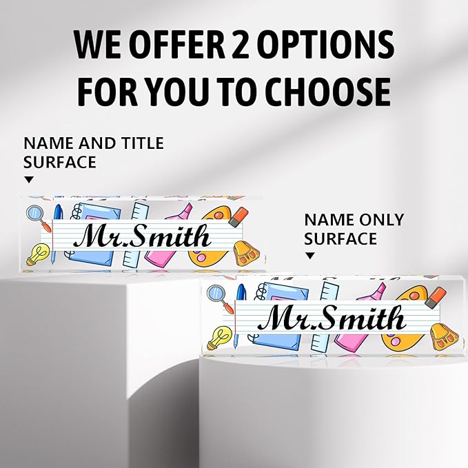 Teacher Name Plate for Desk, Acrylic Desk Name Plate Personalized Office Desk Decor, Teacher Appreciation Gifts The Office Gifts for Teacher
