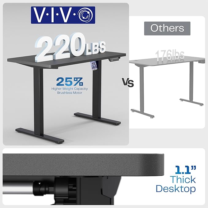 VIVO Electric 43 x 24 in Rustic Standing Desk, Memory Height Adjustment, 1B Series, Holds 220 lbs, One-Piece Vintage Brown Top, Gray Frame, DESK-KIT-1G4N