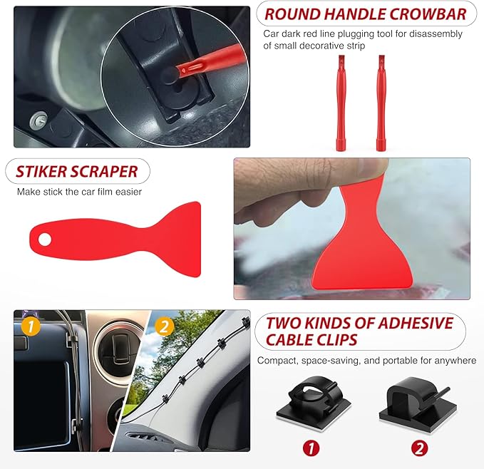 Nilight 200Pcs Trim Removal Tool, Auto Push Pin Bumper Retainer Clip Set Fastener Terminal Remover Adhesive Cable Clips Round Handle Crowbar Kit Car Panel Radio Auto Clip Pliers