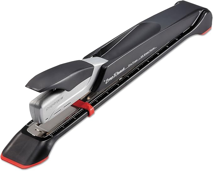Bostitch Office Booklet Stapler - One Finger, No Effort, Spring Powered, Long Reach Stapler - Silver (1610)