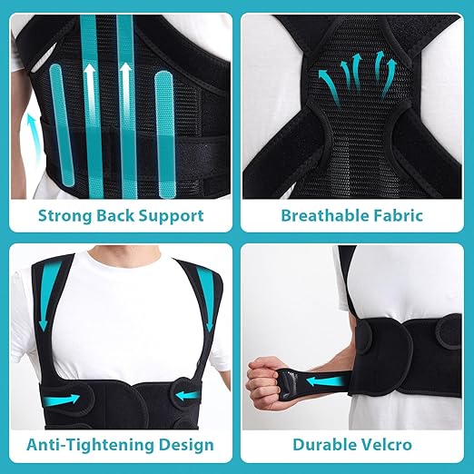KD Back Brace Posture Corrector - Full Support for Women and Men - Straighten Shoulders, Relieve Upper and Lower Back Pain - Ideal for Scoliosis, Hunchback, Hump, Thoracic Issues (X-Large)