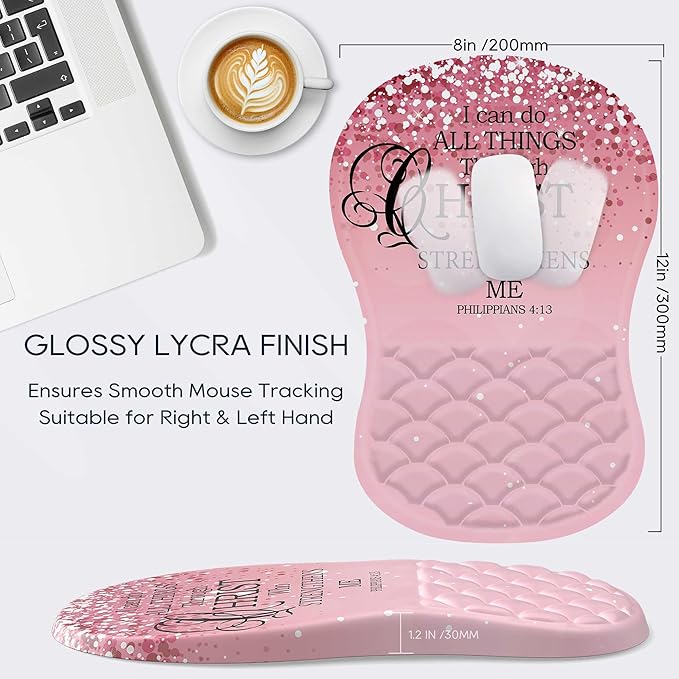 HunDun Pink Ergonomic Mouse Pad Wrist Support with Memory Foam&Non-Slip Pu Base Cushion Massage Bump，Cute Mousepads with Wrist Rest for Carpal Tunnel Pain Relief,Office Deco