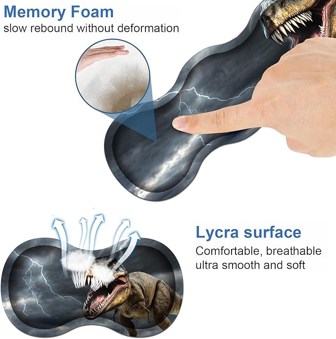 Ergonomic Keyboard Wrist Rest & Mouse Pad Wrist Rest Set, Large XXL Gaming Desk Mat 31.5"x 11.8" with Memory Foam, Easy Typing Pain Relief for Office & Home, Dinosaur