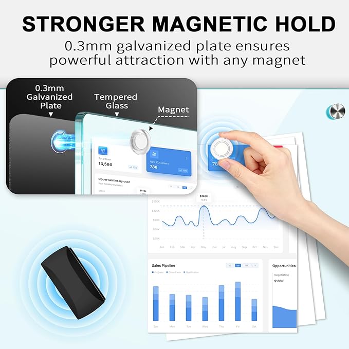 AFMAT Magnetic Glass Whiteboard, 96" x 48" Glass Dry Erase Board, 4mm Tempered Glass w/Strong Magnetic Surface, Large White Board for Wall, Frameless Wall Mounted White Board for Office Home School