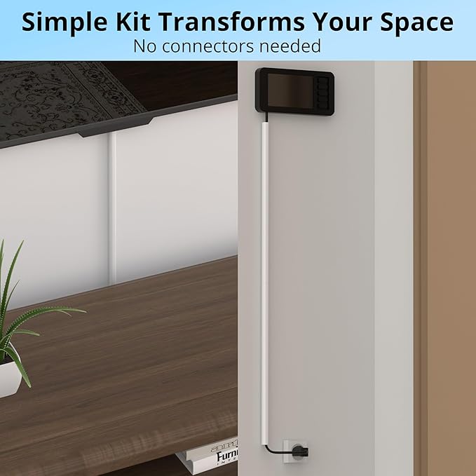 ZhiYo 85in Cord Hider for One Wire, Self-Adhesive Cord Covers for Wires on Wall, Paintable TV Cable Hider Wire Covers for Cords, White Cable Management Raceway Channel, 6X L14in, W0.5in H0.4in