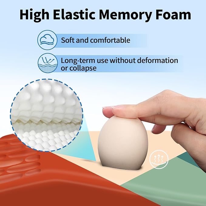 YIWEI Ergonomic Mouse Pad with Wrist Rest - Comfortable Office Mousepad with Memory Foam Wrist Support for Carpal Tunnel Relief, Mouse Pads with Non-Slip Base for Gaming and Home (Blocks)