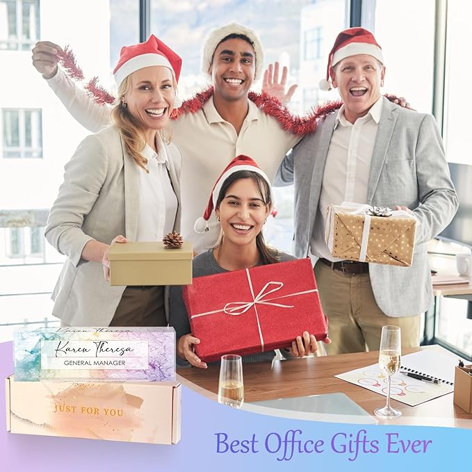 Custom Office Name Plate, Personalized Gifts for Women & Men, Appreciation Gifts for Employees, Boss, Teacher - Rainbow Texture Desk Accessory