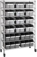 Seville Classics Heavy Duty NSF Bin Rack Solid Steel Wire Shelving Storage Unit, Patented Organizer for Garage, Warehouse, Office, Restaurant, Classroom, Kitchen, Gray, Includes 16 Bins