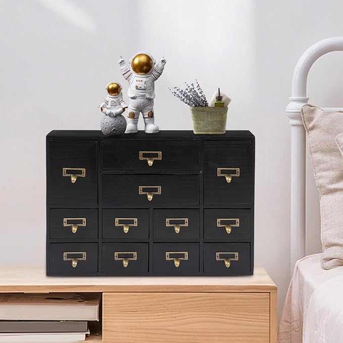 Vintage 12-Drawer Storage Cabinet – Multipurpose Desktop Organizer for Office, Craft & Home