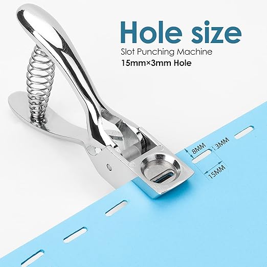 MROCO Hole Punch One Slot Badge Punch for ID Cards, Handheld, No Burrs, Metal Badge Puncher, 15mm x 3mm Hole Size