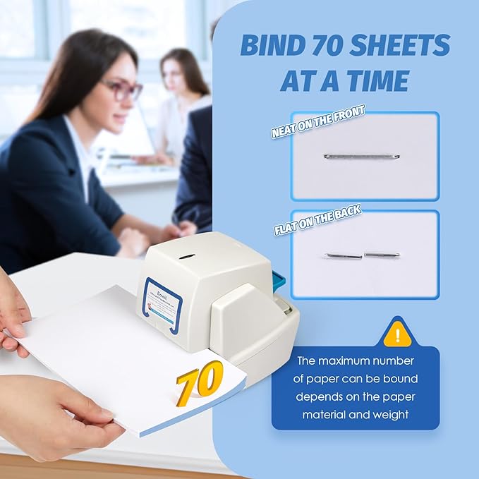 Electric Stapler, Heavy Duty 70 Sheets Automatic Stapler, Jam-Free, Flat-Clinch & Quiet for Home and Office, with 5500 Staples