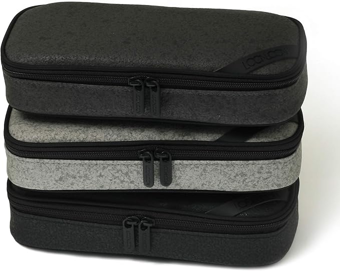 LOONLOON 663 Stone Pencil Case Black – Large Capacity Multi-Section Pen Pouch with Divider, School, College, Office, Student Stationery Organizer