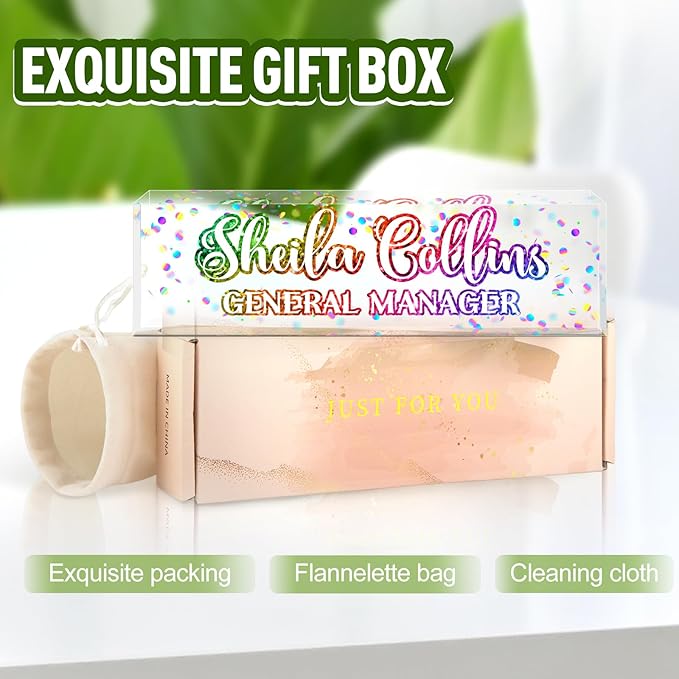 Custom Acrylic Name Plate for Desk, Employee Appreciation Gifts, Office Decor, Personalized, Funny Office Gifts for Coworkers Boss Teacher (Rainbow)