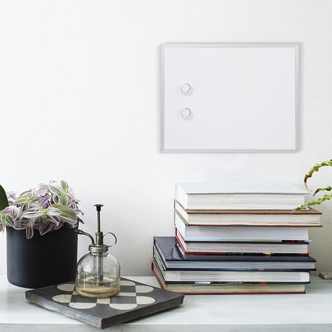 Amazon Basics Small Dry Erase Whiteboard, Magnetic Whiteboard with Marker and Magnets, 11"W x 14"H, Aluminum Frame