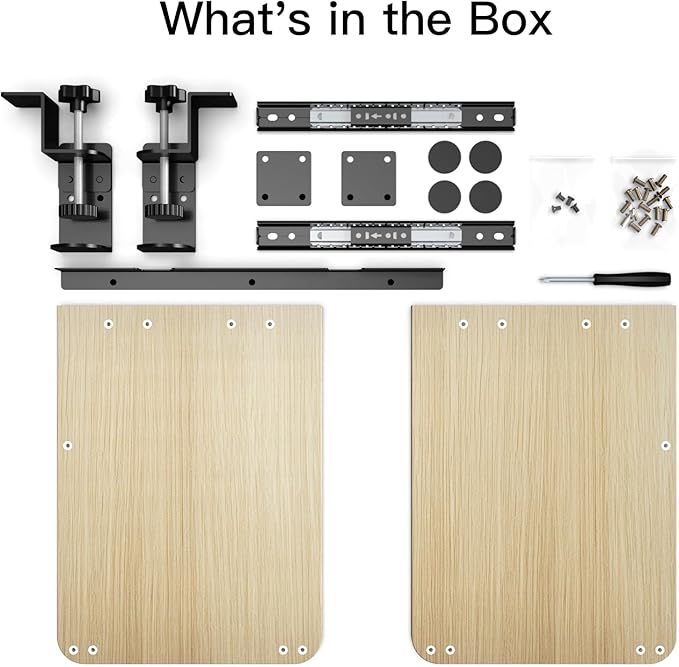 Large Keyboard Tray Under Desk Pull Out with Adjustable C-Clamp, Ergonomic Slide-Out Computer Keyboard and Mouse Platform Drawer for Office and Home Typing (Light Wood)