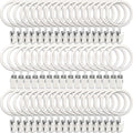 LLPJS 60 Pack Metal Curtain Rings with Clips, Curtain Clip Rings Hooks for Hanging Drapery Drapes Bows, Curtain Rod Rings 1.5 inch Interior Diameter, White