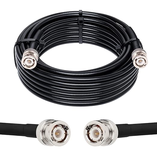 BNC Cable - 30FT RG58 50 ohm Male to Male Coax Cables Low Loss BNC Extension Coaxial Cable with for Antennas, RF Radios, Modems, Oscilloscopes, Spectrum, etc (Black)