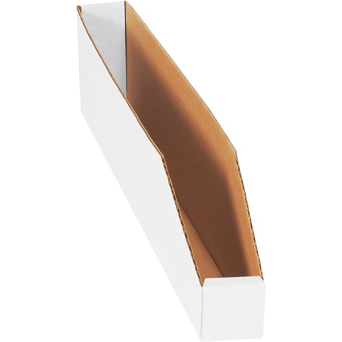 Aviditi Corrugated Cardboard Storage Bins, 2"x 24"x 4 1/2", White, Pack of 50, for Warehouse, Garage and Home Organization