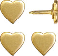Mini Gold Heart Push Pins - Mini Gold Metal Heart Map Pins - for Cork Board, Maps, or Lapel Pin Use - Designed in USA - Set of 4