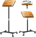NAMON Rolling Floor Book Stand for Reading, 100% Solid Wood, Height Adjustable from 16.5" to 51", Floor Reading Stand with 4 Lockable Casters & Page Clip for Cookbooks, Textbooks (Without T-Shaped)