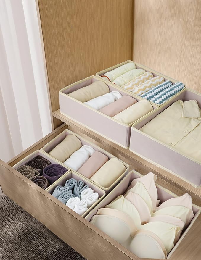 12 Pack Drawer Organizer Clothes, Foldable Fabric Dresser Organizer Closet Organizers and Storage Box for Underwear,Folded Clothes,Baby Clothing,Socks,Bra,Towels,Ties(12 Pack,Pink)