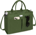 TOPDesign Heavy-Duty Canvas Tote Bag for Women, Adjustable Crossbody/Shoulder Handbag with 9 Pockets, Everything Tote