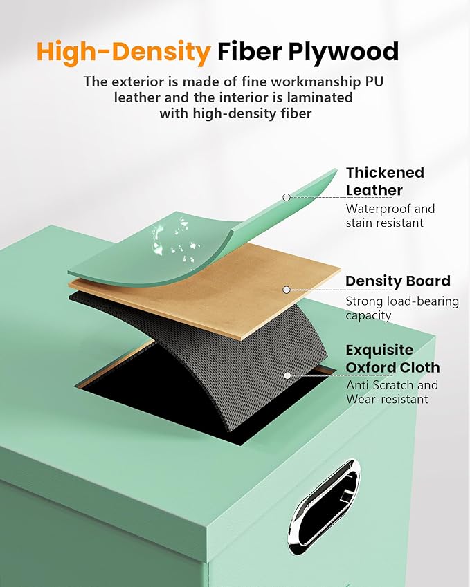 Oterri Storage File Box(New) (Mint-green(Leather), 1 pack), AM03118