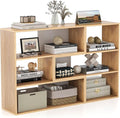 Tangkula 6 Cubes Bookcase, 2-Piece Separable Floor Standing Open Horizontal Bookshelf, Multifunctional Display Storage Shelf for Living Room Study Office (Natural, 6-Cube)