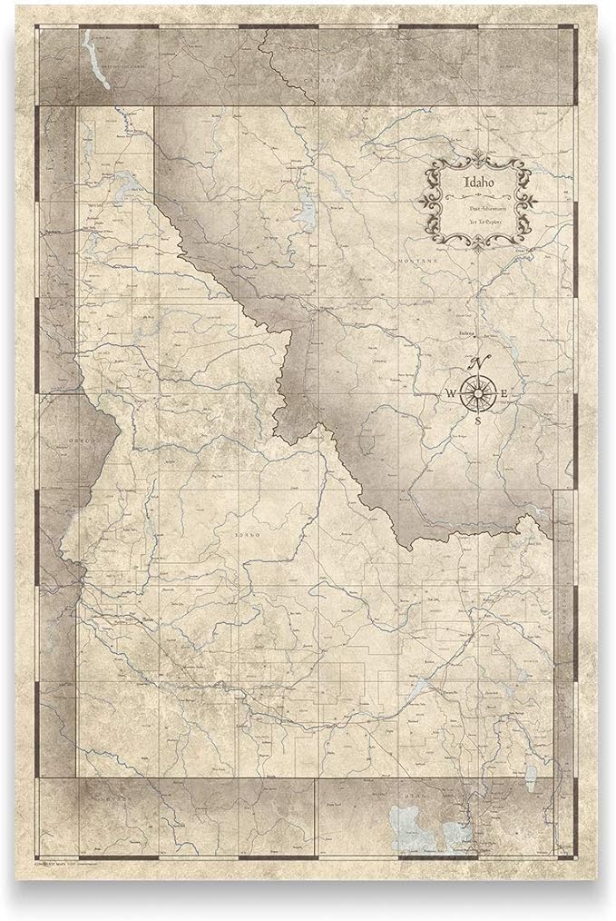 Push Pin Idaho Map Board - With Push Pins to Mark Idaho Travels - Handmade in Ohio, USA - Design: Rustic Vintage