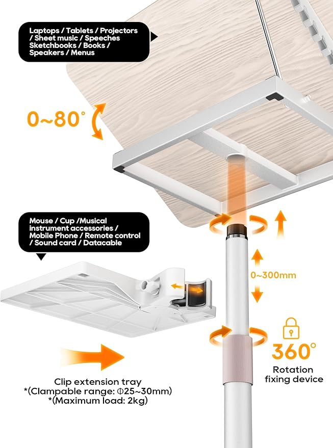 Lectern Podium Stand - Dual-Use Floor and Desktop Book Holder Stand, Height Adjustable Podium Lectern for Church, Weddings,Speech,Classroom,Speech-White