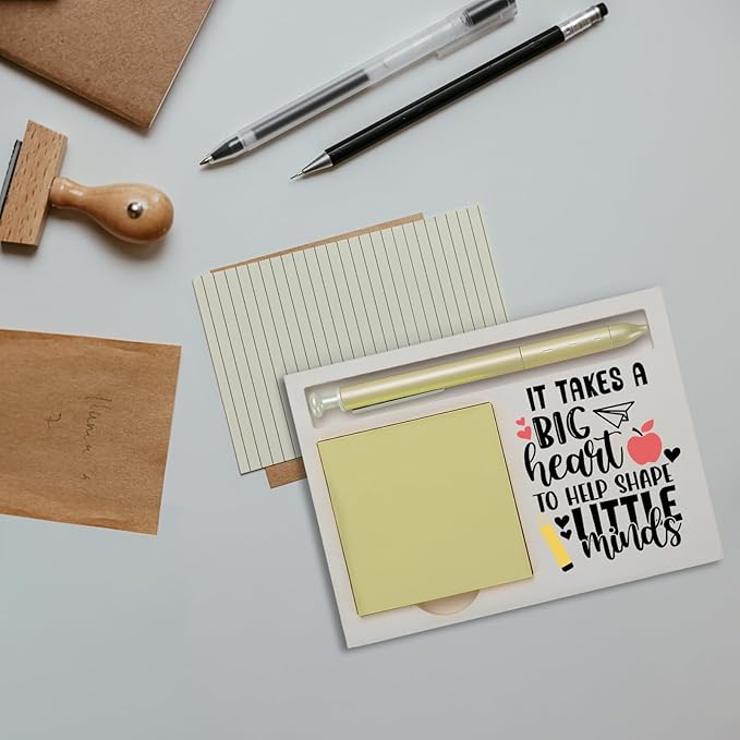 It Takes A Big Heart to Help Shape Little Minds, End of The Year Teacher Sticky Note Holder Gift, Back to School, Teacher Appreciation Week Quote Self-Stick Note Pad Holders ZBA10
