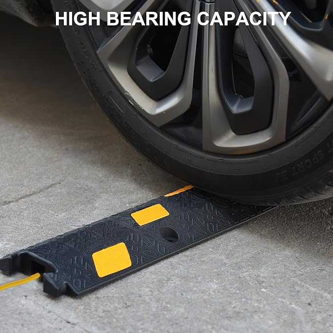 OrangeStar 6 Pack 17" Cable Protector Cover Ramps, 1-Channel Floor Protective Wire Cord Ramp, Heavy Duty Driveway Speed Bump