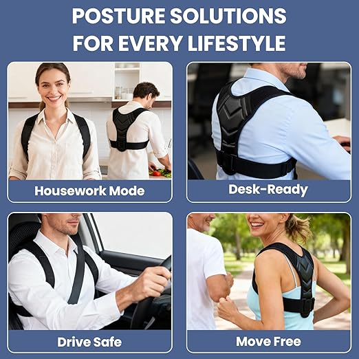 Posture Corrector for Men & Women, Adjustable Upper Back Shoulder Brace, Back Straightener for Neck, Spine Alignment, Improve Posture, Comfortable & Breathable, L/XL